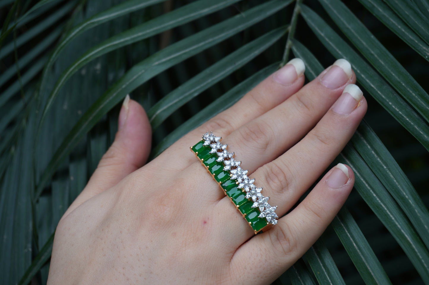 Two Finger emerald Ring