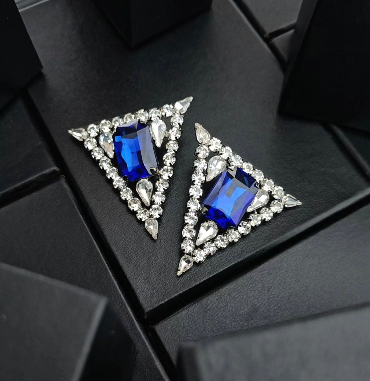 Sapphire Triangle Earrings