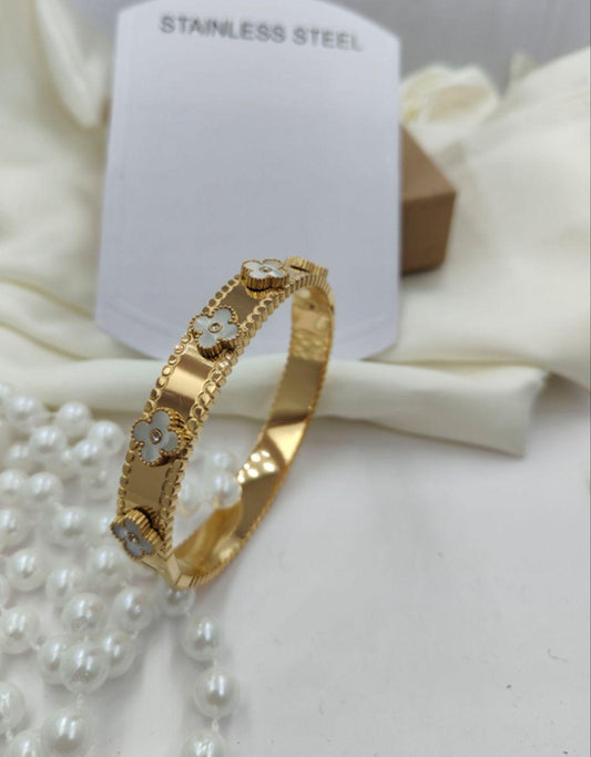 White Clover Bracelet with Stones