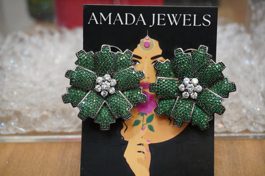 Emerald Floral Studs