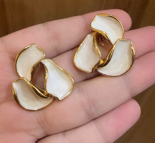 White Floral Studs