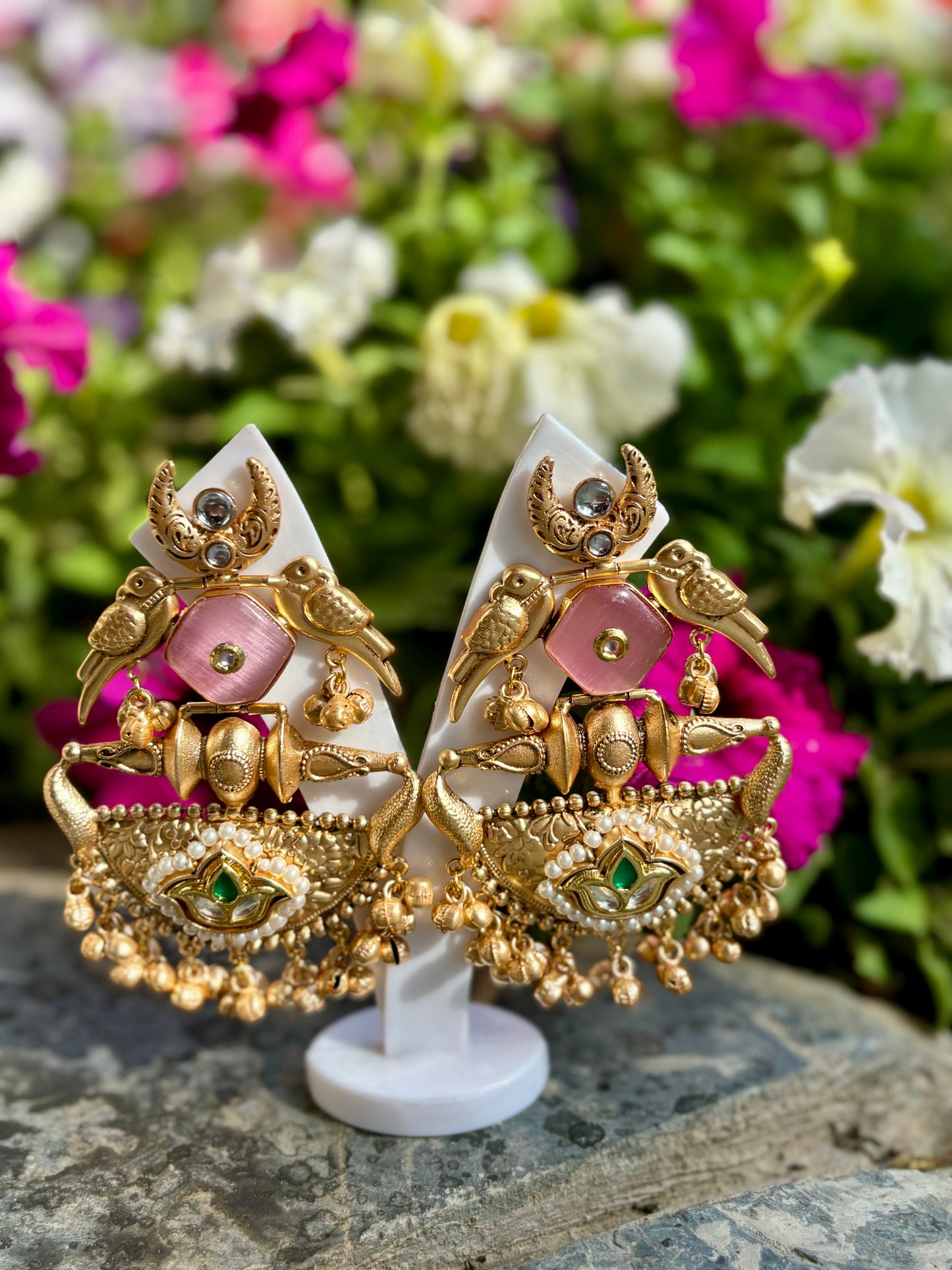 Kaneeza Brass Earrings (Pink)