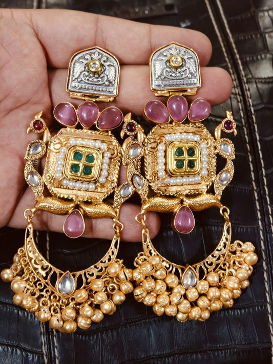Chand Brass Jhumkas (Pink)