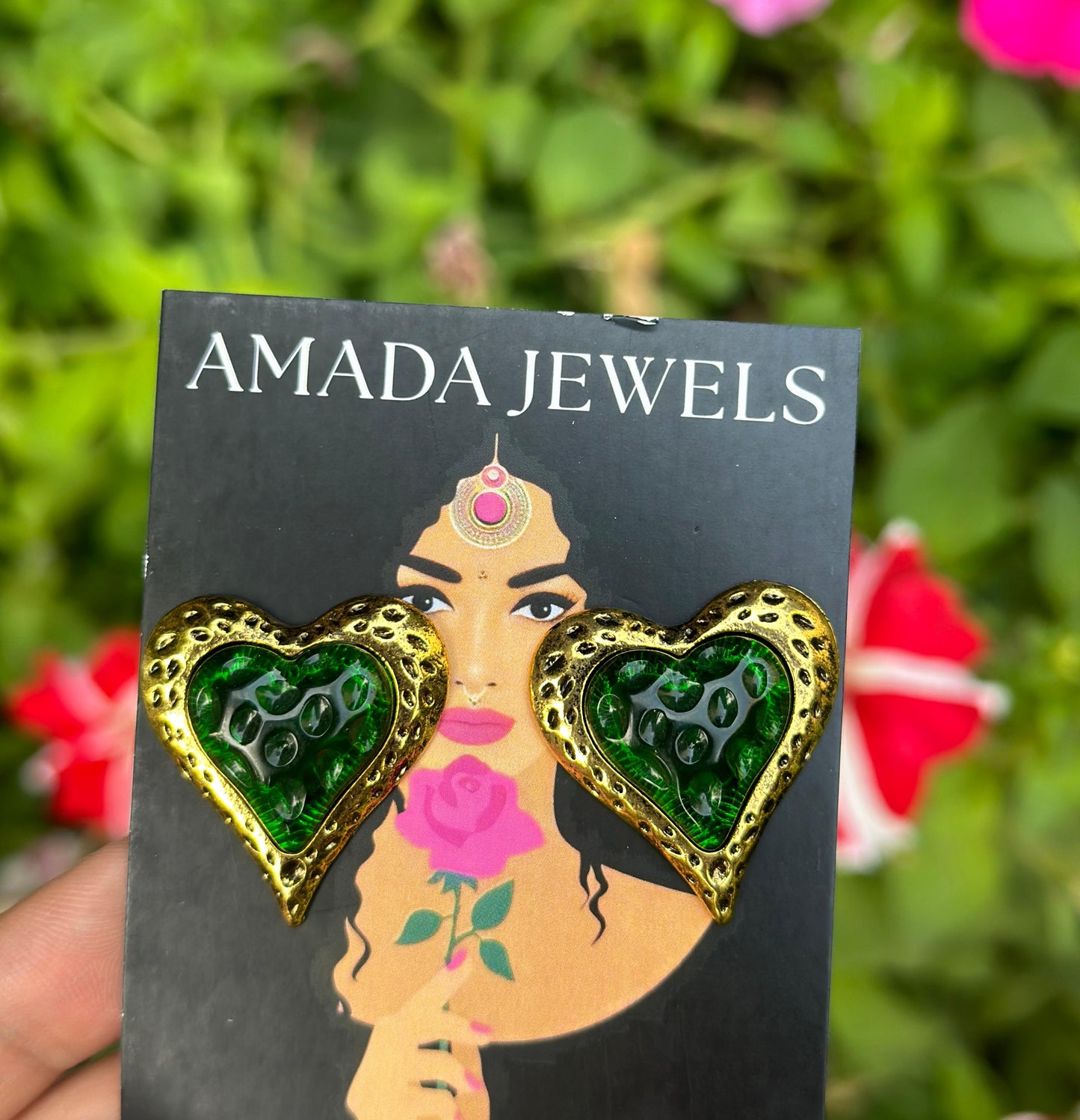 Emerald Heart Studs