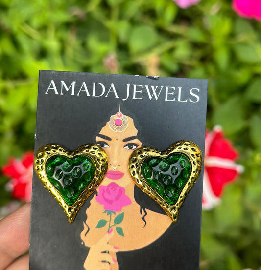 Emerald Heart Studs