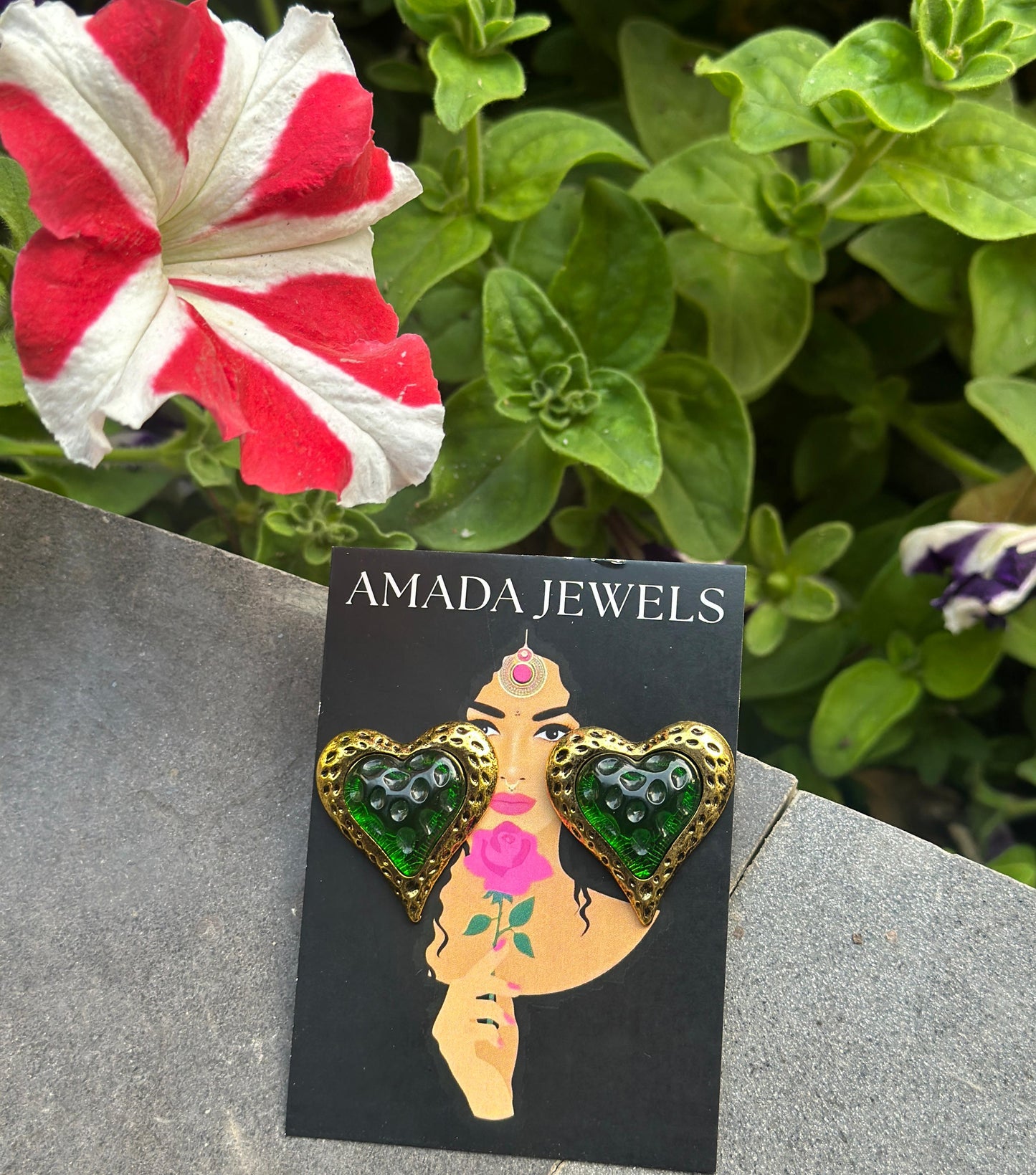 Emerald Heart Studs